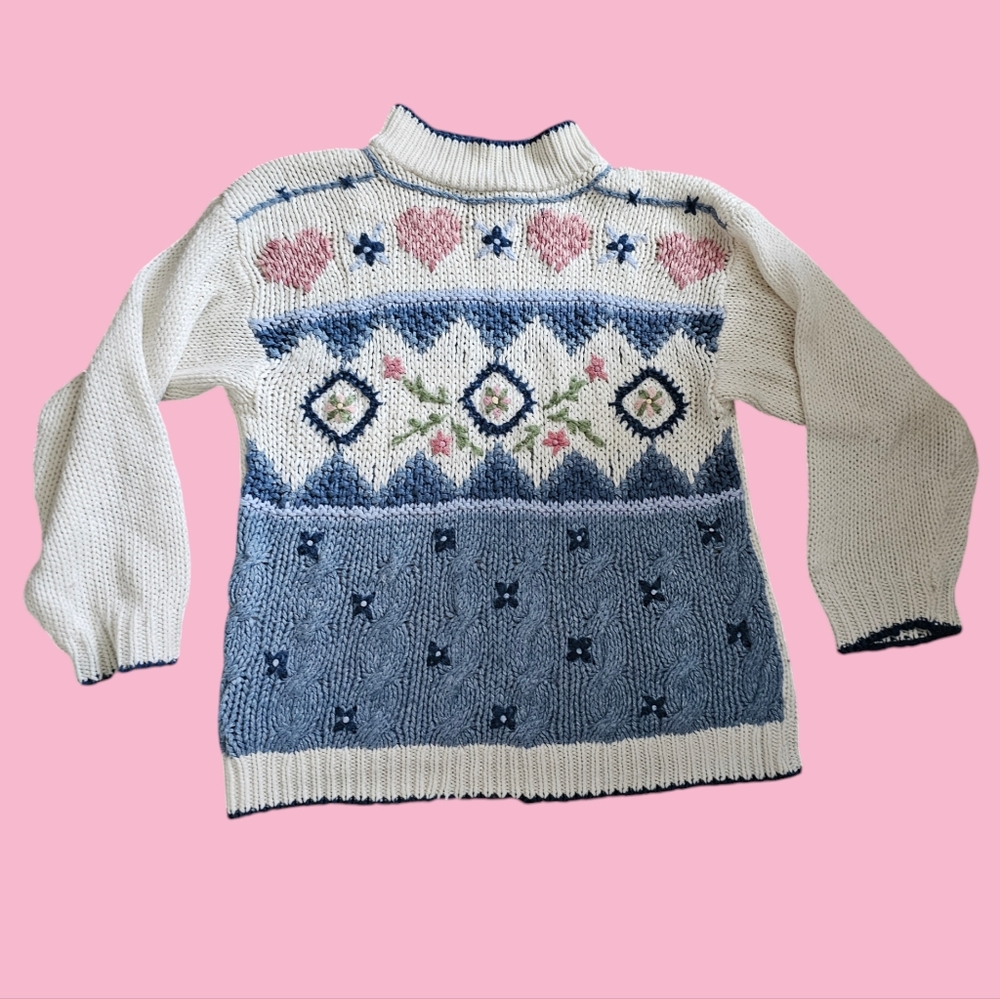 Vintage 1980s Huntington Ridge Hand Knit Sweater Size  Medium